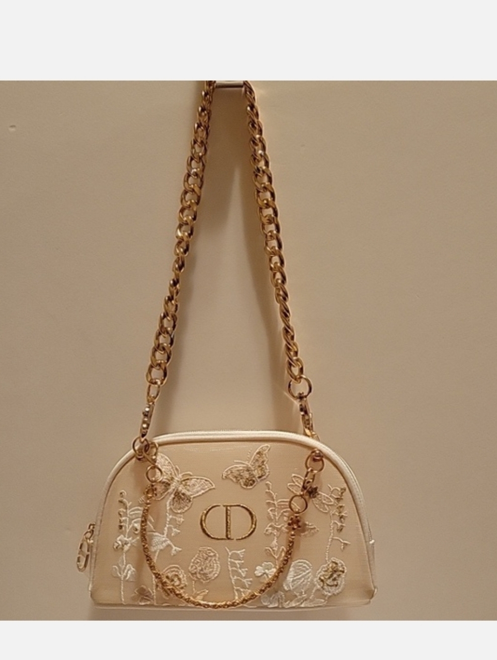 Dior Pouch In Cream With Gold Accents - Picture 8 of 11